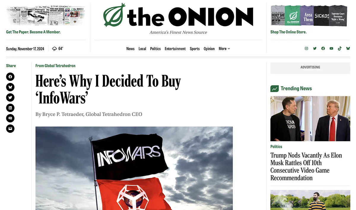 Главная страница сайта theonion.com