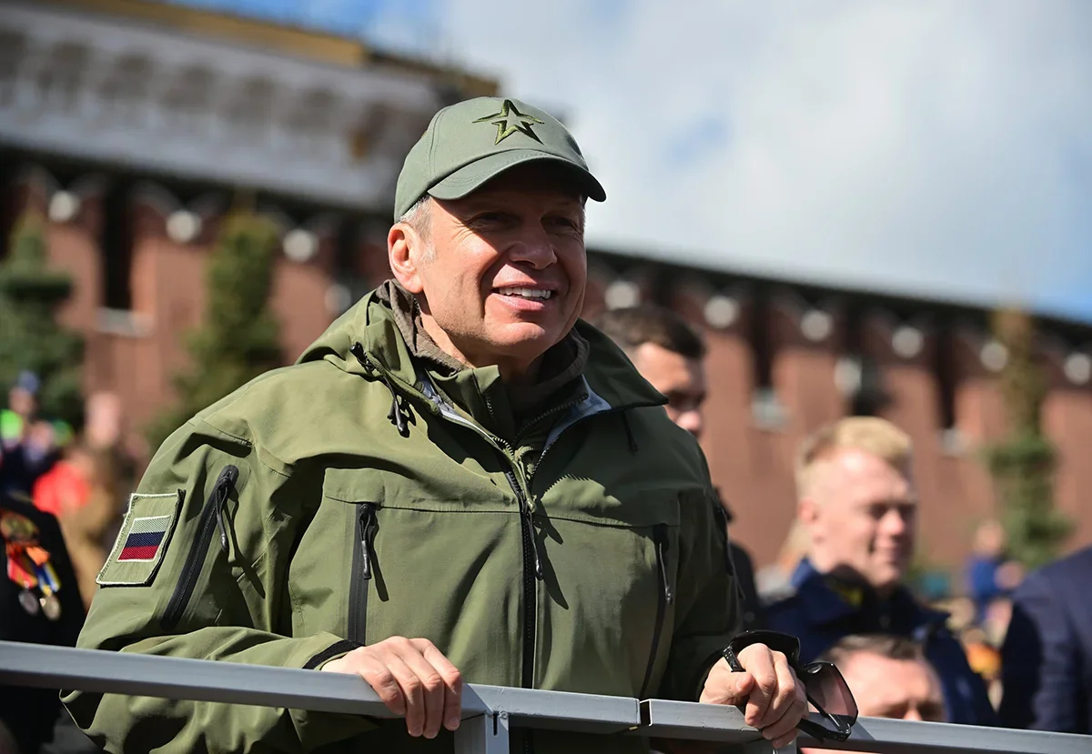 Vladimir Solovyov attends a victory parade, 9 May 2025. Photo: Seregy Kiselyov / Moskva photo agency