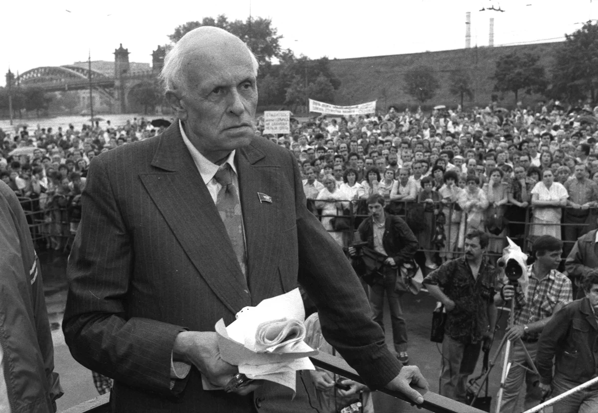 Андрей Сахаров на митинге в «Лужниках», Москва, 10 июня 1989 года. Фото: Dominique Dudouble / Reuters / Scanpix / LETA