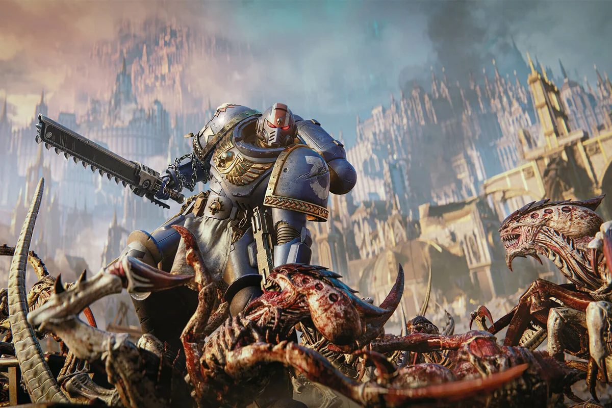Space Marine 2 — самая успешная и популярная игра по Warhammer 40,000 в Steam: на пике в нее одновременно играли более 225 тысяч игроков. Кадр: Focus Entertainment