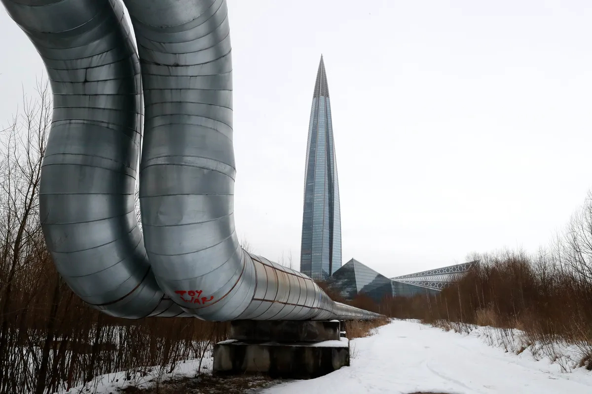 The headquarters of Russian energy giant Gazprom in St. Petersburg, Russia, 16 February 2023. Photo: EPA / ANATOLY MALTSEV