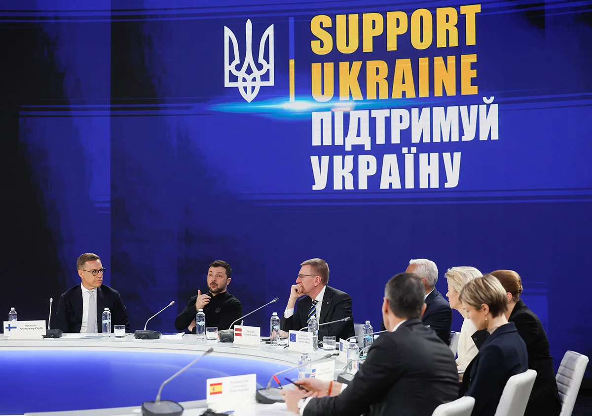 Пресс-конференция по итогам акции «Поддержи Украину», 24 февраля 2025 года. Фото: Gleb Garanich / EPA-EFE