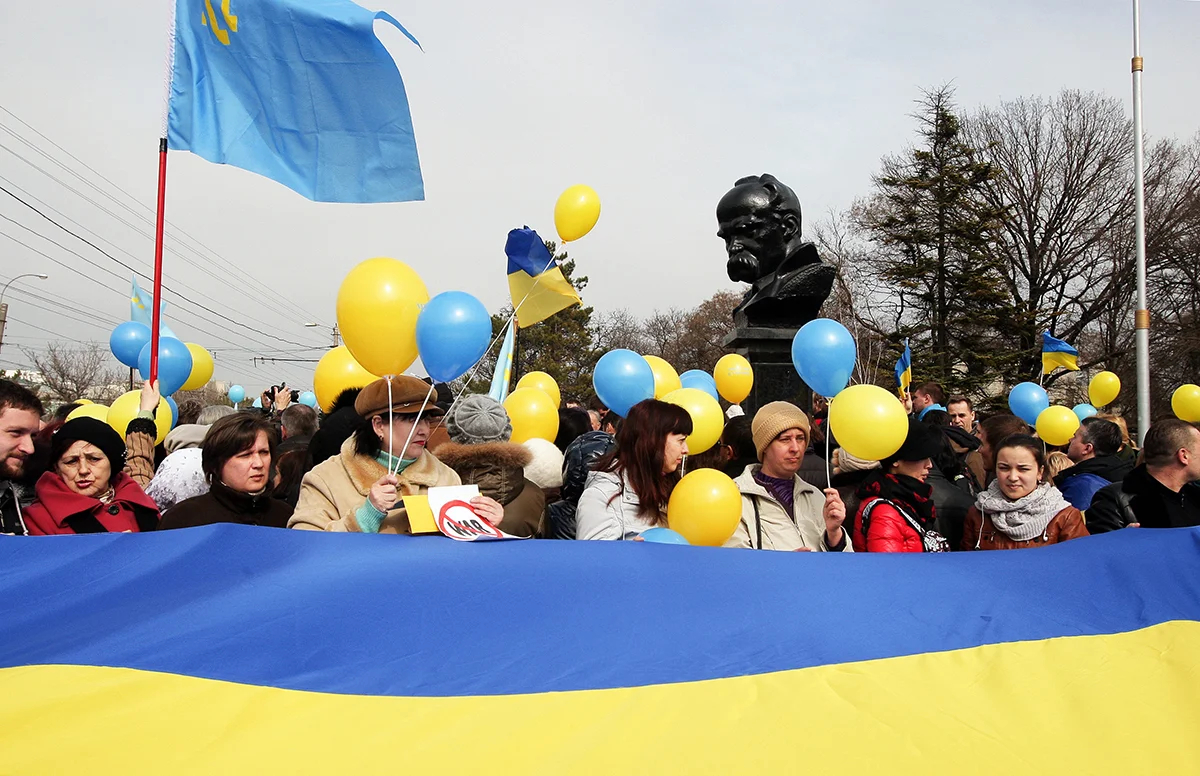 Митинг в честь 200-летия Тараса Шевченко в Севастополе, 9 марта 2014 года. Фото: Артур Шварц / EPA