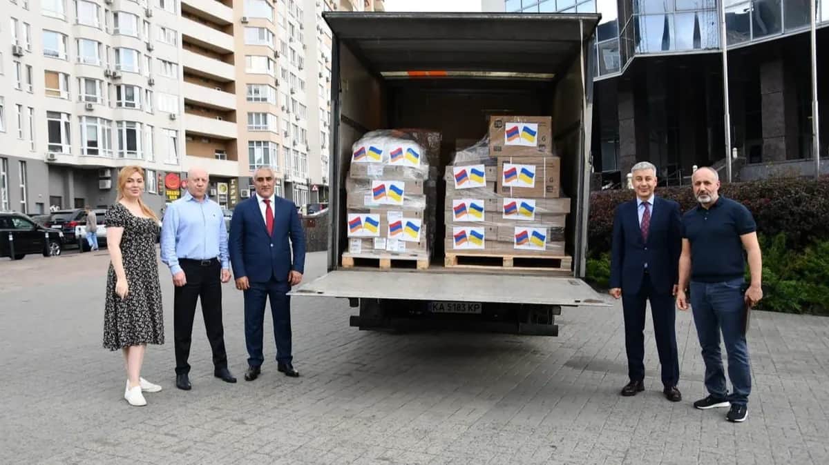 The Armenian delegation in Bucha. Photo: Armenian Embassy to Ukraine and Moldova