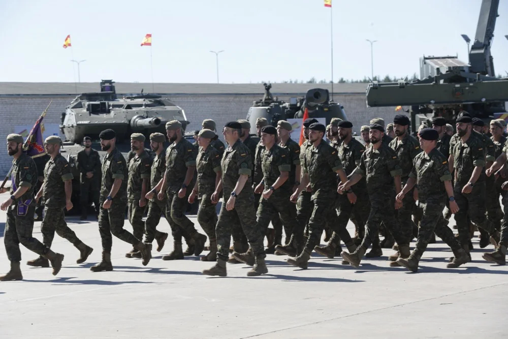 Members of NATO’s enhanced Forward Presence Battle Group at the Ādaži military base in Latvia, 25 June 2024. Photo: EPA-EFE / TOMS KALNINS