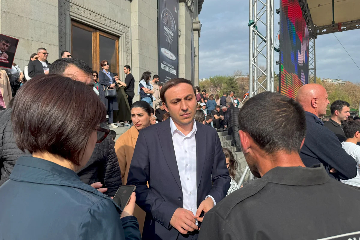 Гегам Степанян на митинге, 29 марта 2025 года. Фото: Варужан Саргсян / специально для «Новой-Европа»
