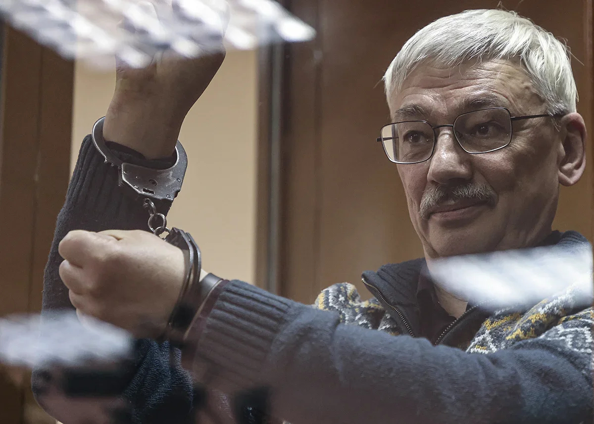 Oleg Orlov in court to hear his verdict, Moscow, 27 February 2024. Photo: EPA-EFE / SERGEI ILNITSKY