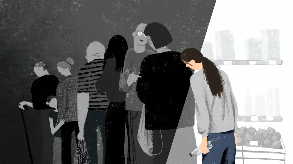 Illustration by Nastya Pokotinska / Novaya Gazeta Europe