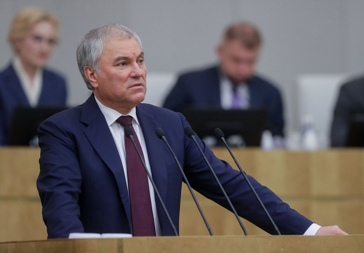 Председатель Государственной Думы Вячеслав Володин во время первого пленарного заседания восьмой сессии Государственной Думы VIII созыва 14 января 2025 года. Фото: пресс-служба нижней палаты парламента