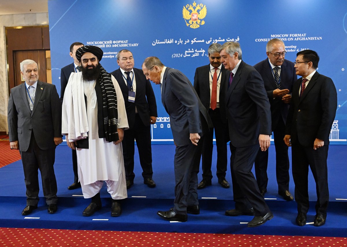 Сергей Лавров, Амир Хан Муттаки и другие участники встречи по Афганистану в Москве, 4 октября 2024 года. Фото: Игорь Иванько / Коммерсантъ / Sipa USA / Vida Press