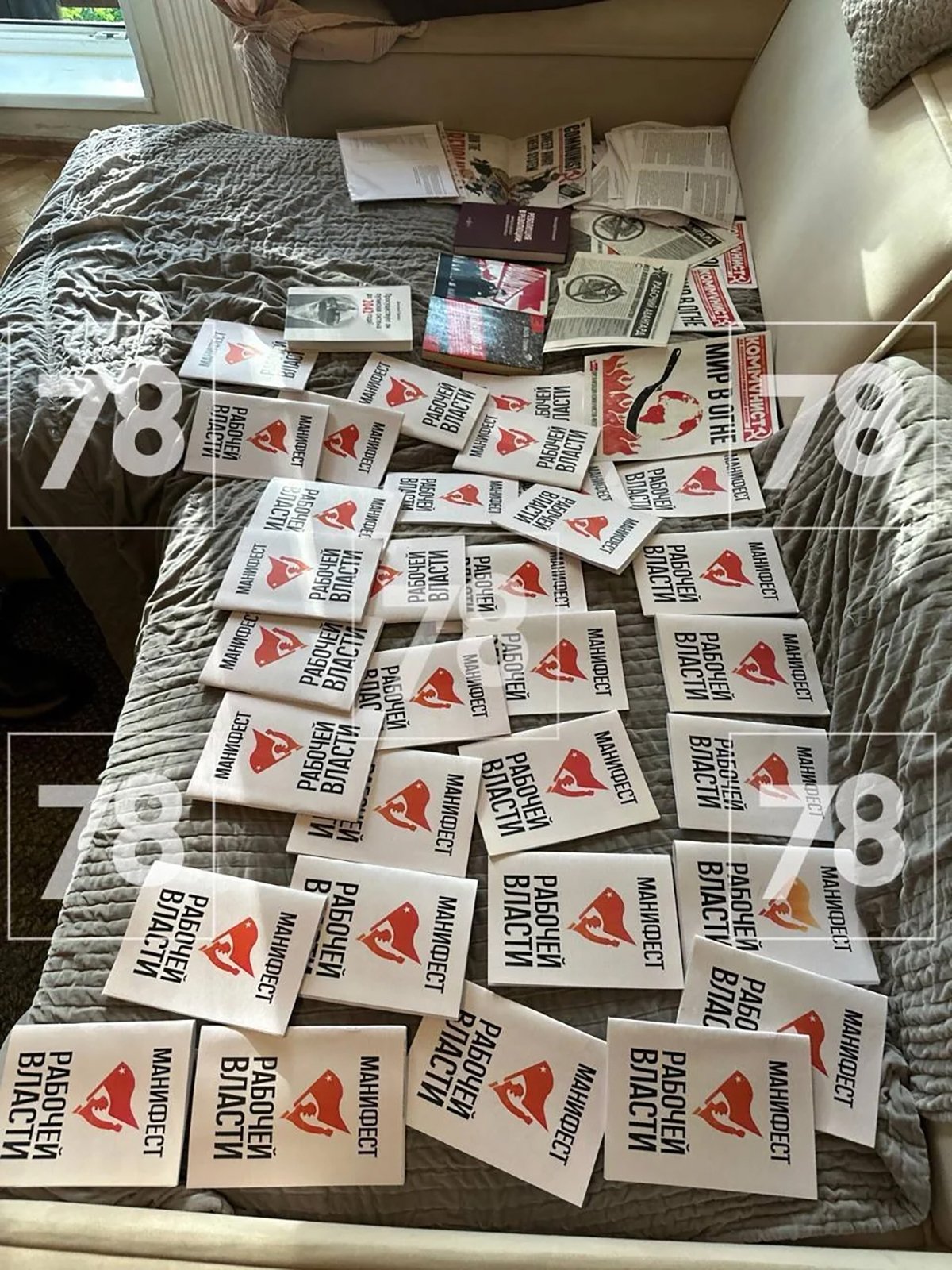 Литература, изъятая силовиками при обыске по одному из адресов. Фото: 78.ру