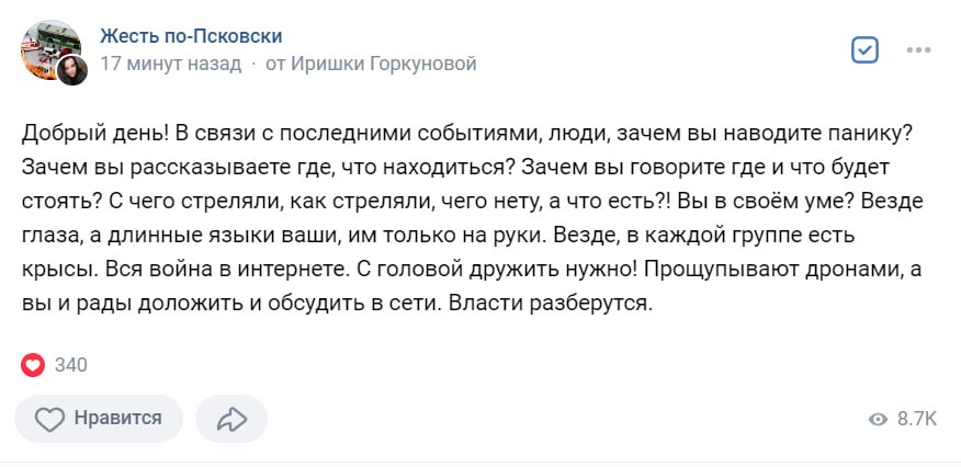 Скриншот из паблика «Жесть по-псковски»