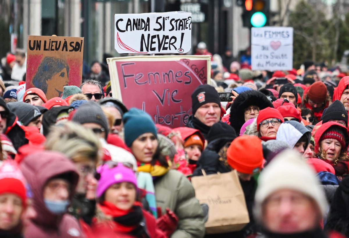 Акция протеста у консульства США в Монреале, 8 марта 2025 года. Фото: Canadian Press / Shutterstock / Rex Features / Vida Press