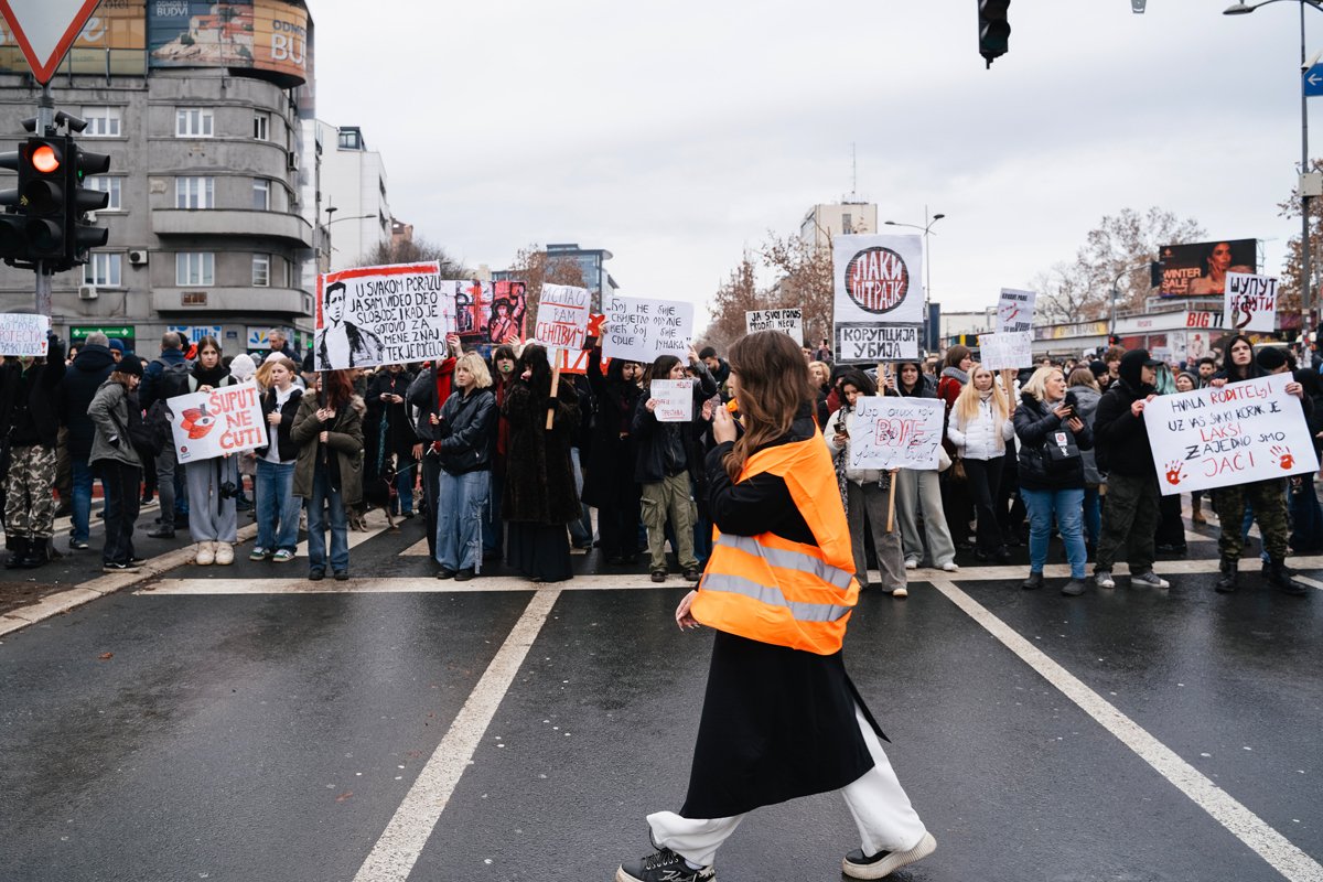 Акция протеста в Нови-Саде, 24 января 2025 года. Фото: Евгений Петухов / «Новая газета Европа»